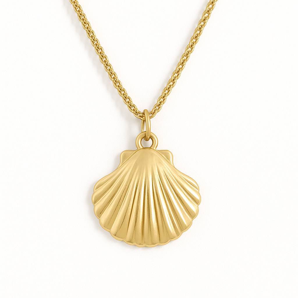 Scallop Shell - Gold Stainless Charm Necklace