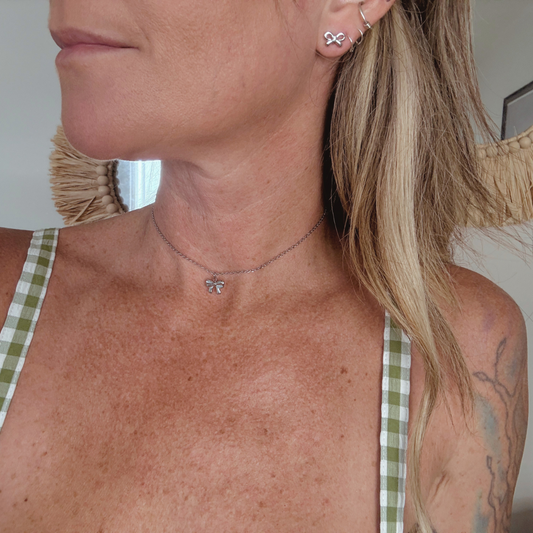Bow - Silver Stainless Charm Necklace