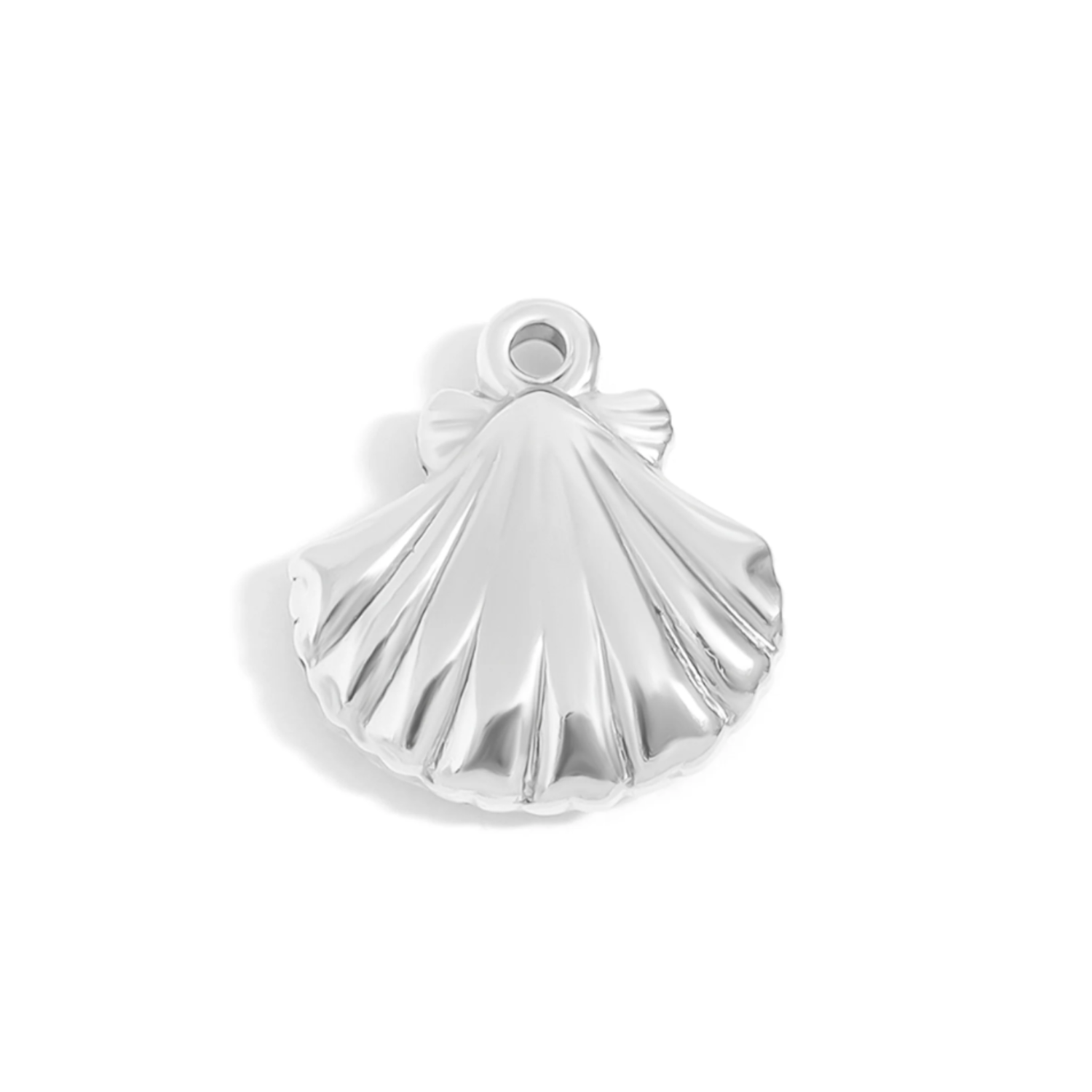 Silver shell pendant on a white background
