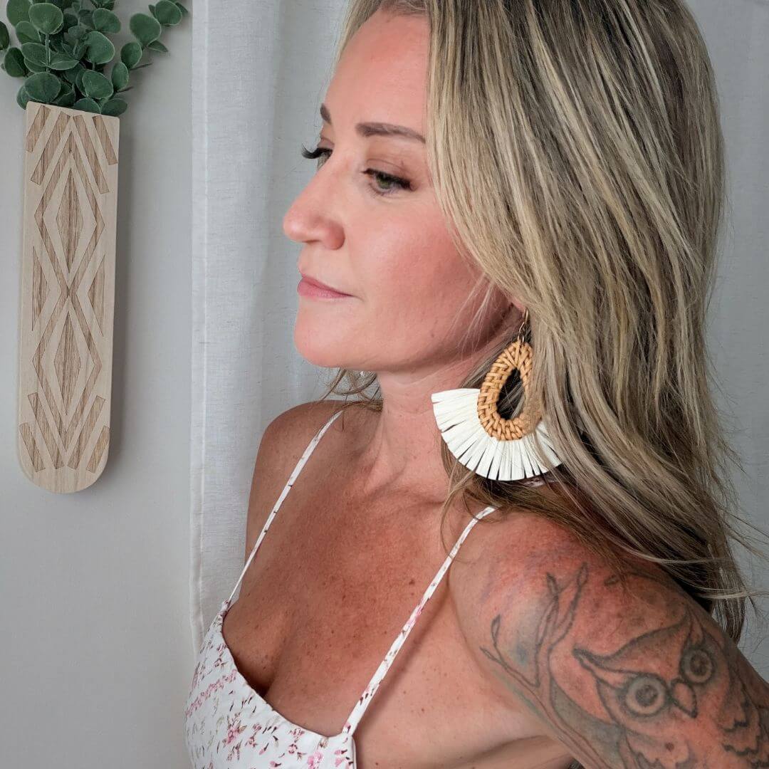 Tulum - Rattan Dangle Fan Earring