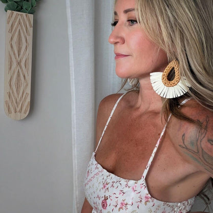 Tulum - Rattan Dangle Fan Earring