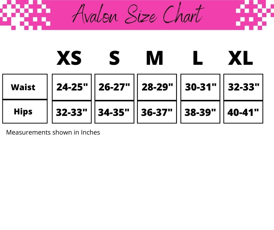 Avalon Size Chart Page