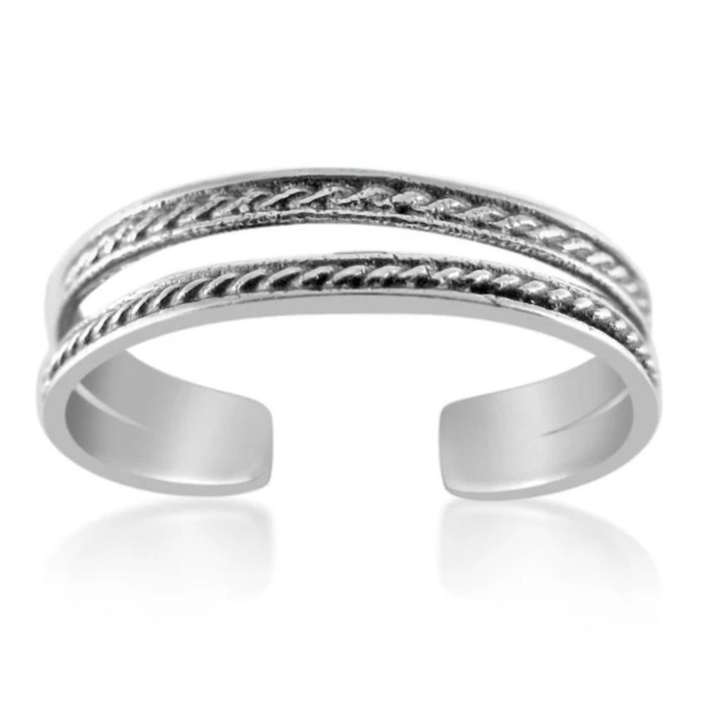 Double Strand Rope Sterling Silver Toe Ring